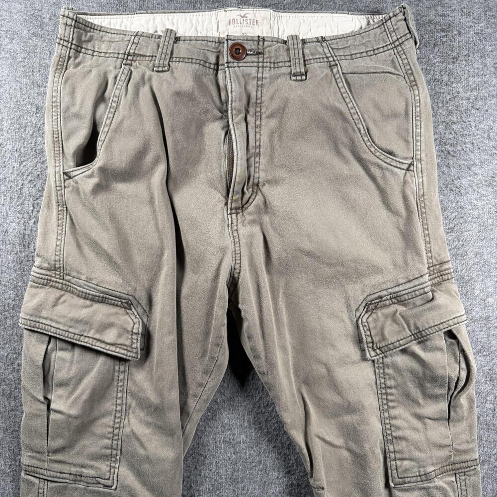 Hollister Cargo Pants Mens 32x28 Green Slim Fit Cuffed Jogger Stretch Pockets